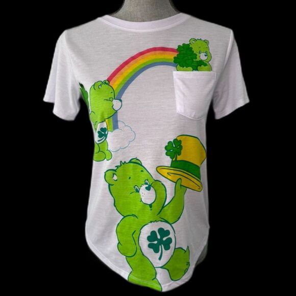 NWOT Care Bears Good Luck Bear Rainbow Juniors St Patricks Day Shirt Small 3-5 - Picture 1 of 4